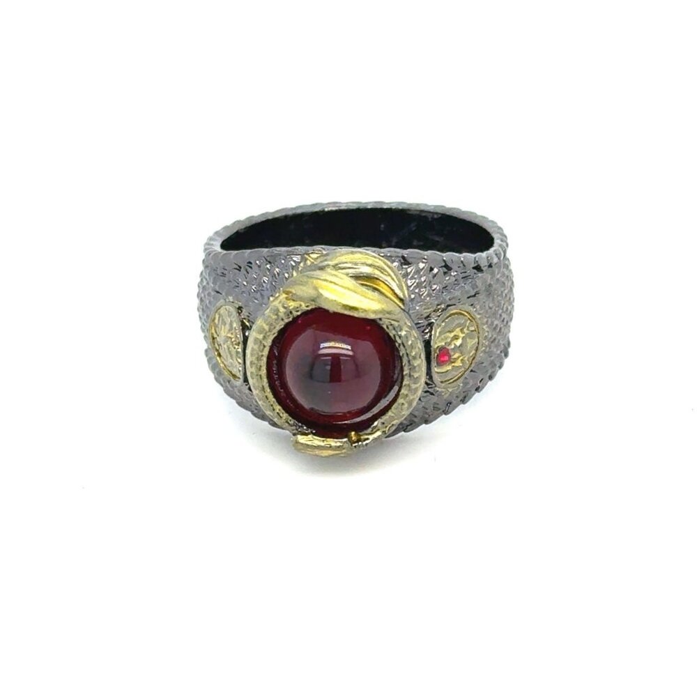 Red Cabuchon Stone Gold‎ Accent Ring